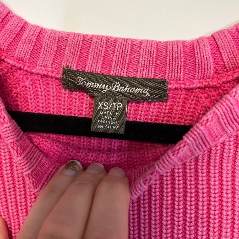 Tommy Bahama Cotton Pink Sweater Sz XS - Picture 2 of 6